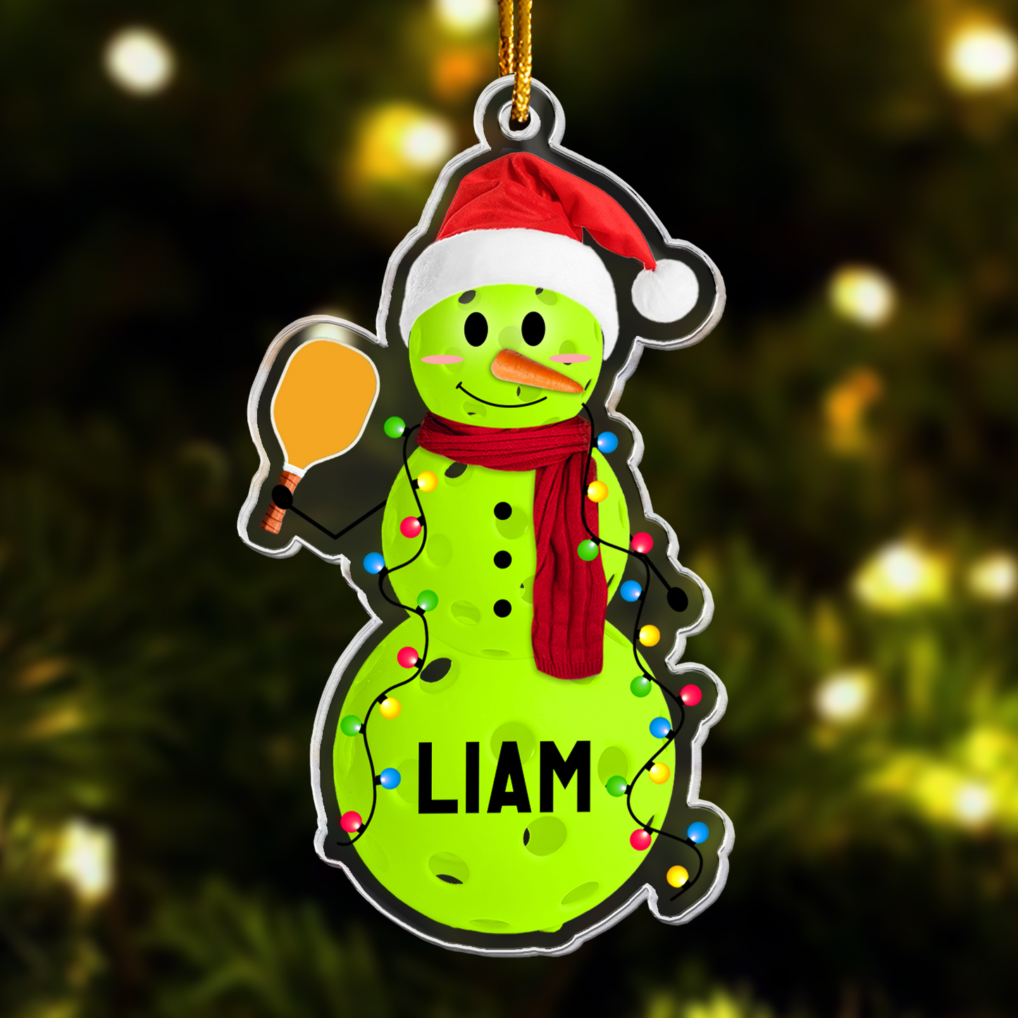 Pickleball Snowman - Gifts For Players, Team - Personalized Acrylic Ornament