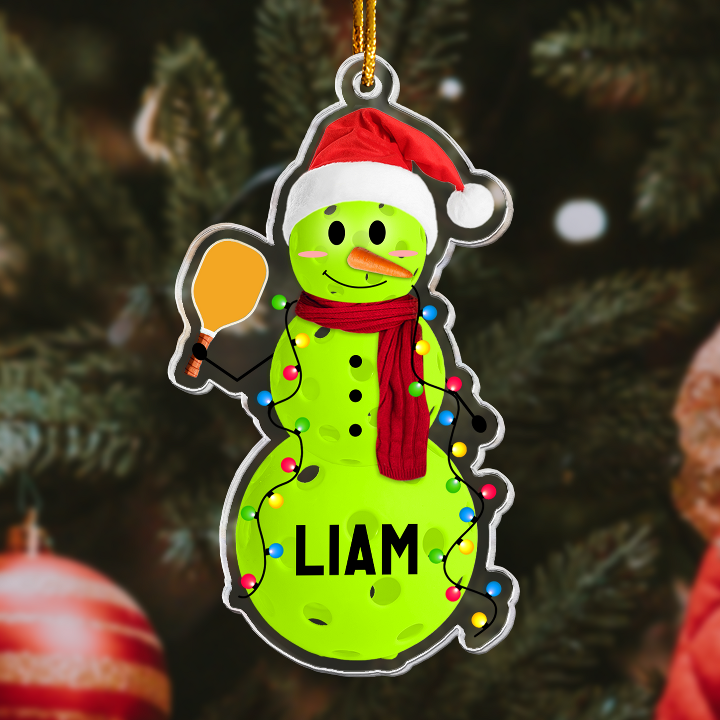 Pickleball Snowman - Gifts For Players, Team - Personalized Acrylic Ornament