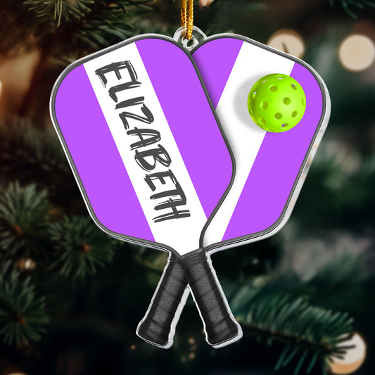 Pickleball With Paddles Rackets Ball Sport - Gifts For Player Team - Personalized Acrylic Ornament