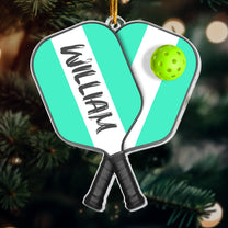 Pickleball With Paddles Rackets Ball Sport - Gifts For Player Team - Personalized Acrylic Ornament