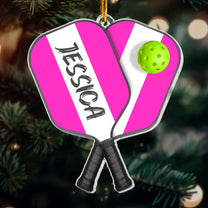 Pickleball With Paddles Rackets Ball Sport - Gifts For Player Team - Personalized Acrylic Ornament