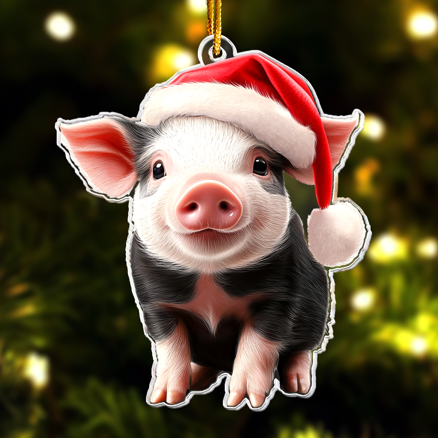 Piglet Ornament - Cute Smile Pig Christmas Ornament - Personalized Acrylic Ornament