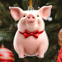 Piglet Ornament - Cute Smile Pig Christmas Ornament - Personalized Acrylic Ornament