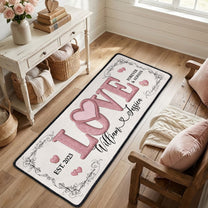 Pink Love Vintage Rose - Personalized Runner Rug