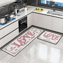 Pink Love Vintage Rose - Personalized Runner Rug