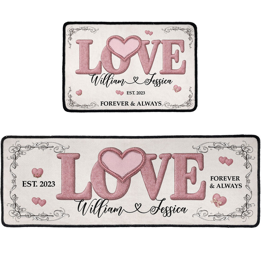 Pink Love Vintage Rose - Personalized Runner Rug