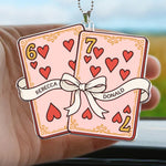 Playing Cards Valentine 6 7 - Personalized Rear View Mirror Accessory