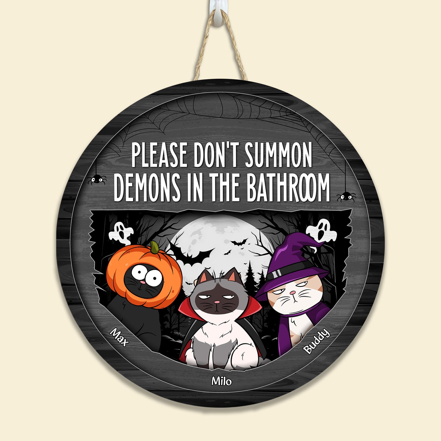 Please Don't Summon Demons - Personalized Round Wood Sign