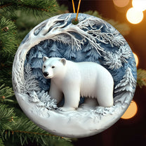 Polar Bear Christmas Decor - Flat Ornament - Polar Bear Ornament - Personalized Ceramic Ornament