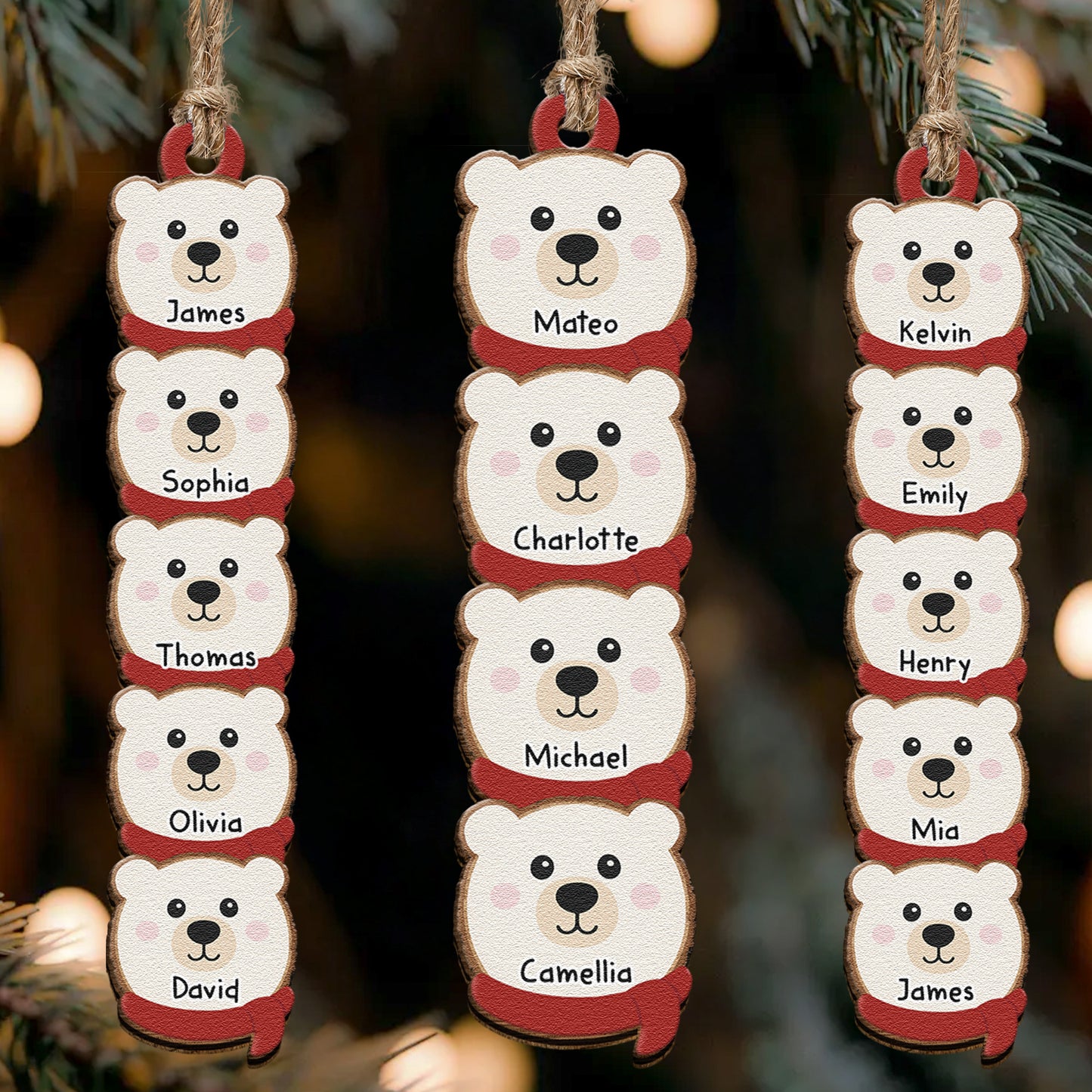 Polar Bear Family Personalized Christmas Gift - Personalized Family Ornament
