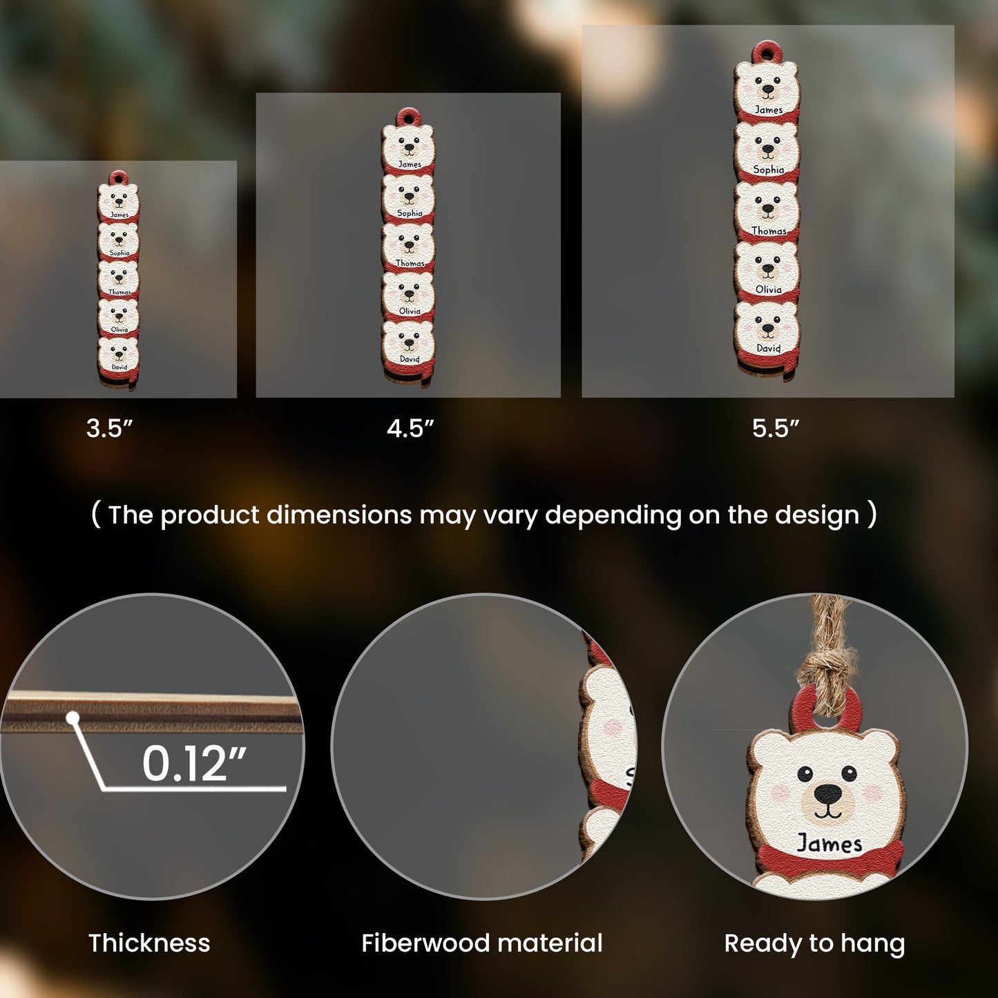 Polar Bear Family Personalized Christmas Gift - Personalized Family Ornament