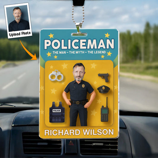 Policeman The Man The Myth The Legend - Personalized Photo Rear View Mirror Accessory