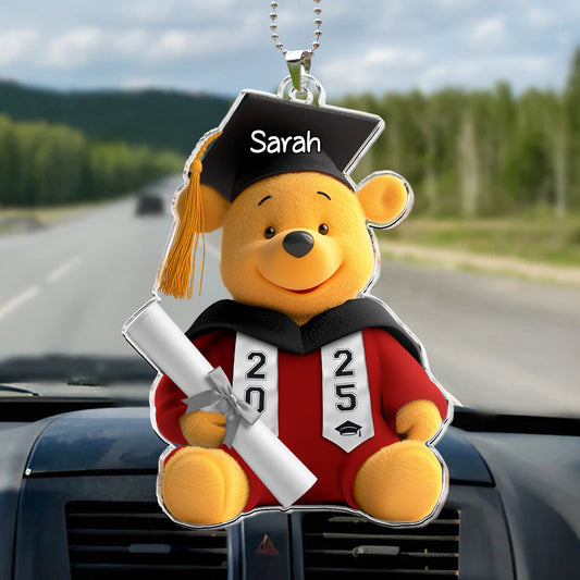 Pooh Bear Graduation Gift - Personalized Rear View Mirror Accessory