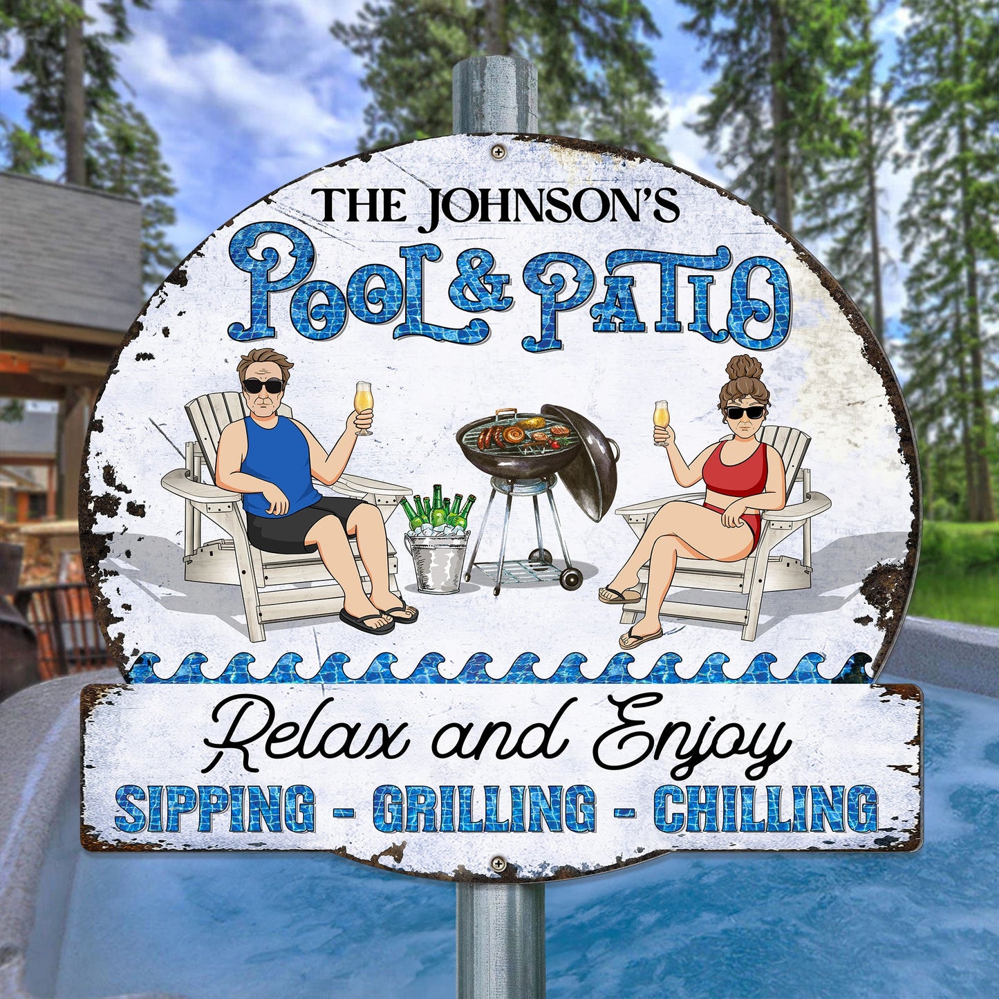 Pool And Patio - Personalized Metal Sign