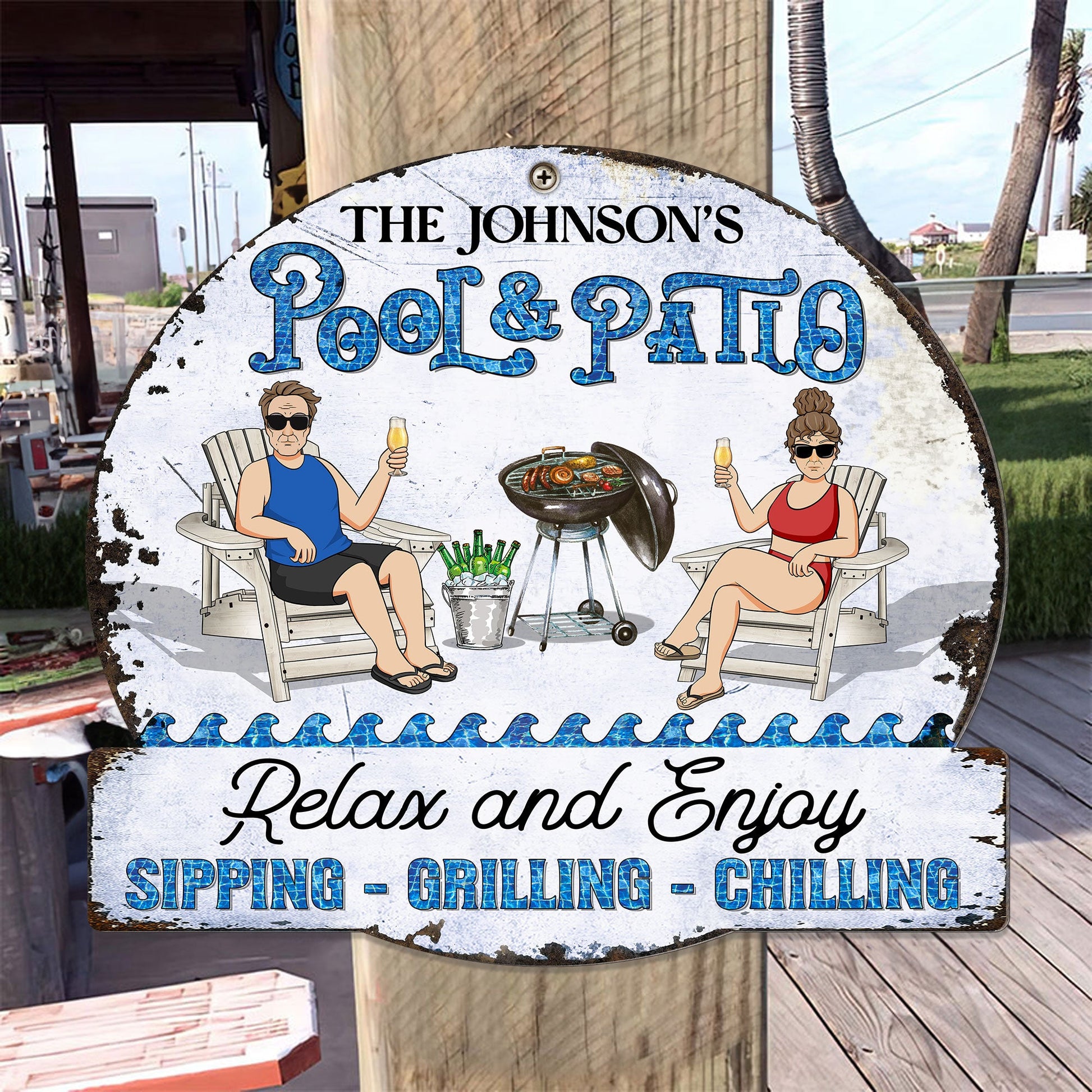 Pool And Patio - Personalized Metal Sign