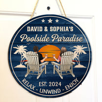 Poolside Paradise - Personalized Wood Sign