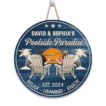 Poolside Paradise - Personalized Wood Sign