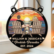 Poolside Paradise Relax Unwind - Personalized Window Hanging Suncatcher Ornament