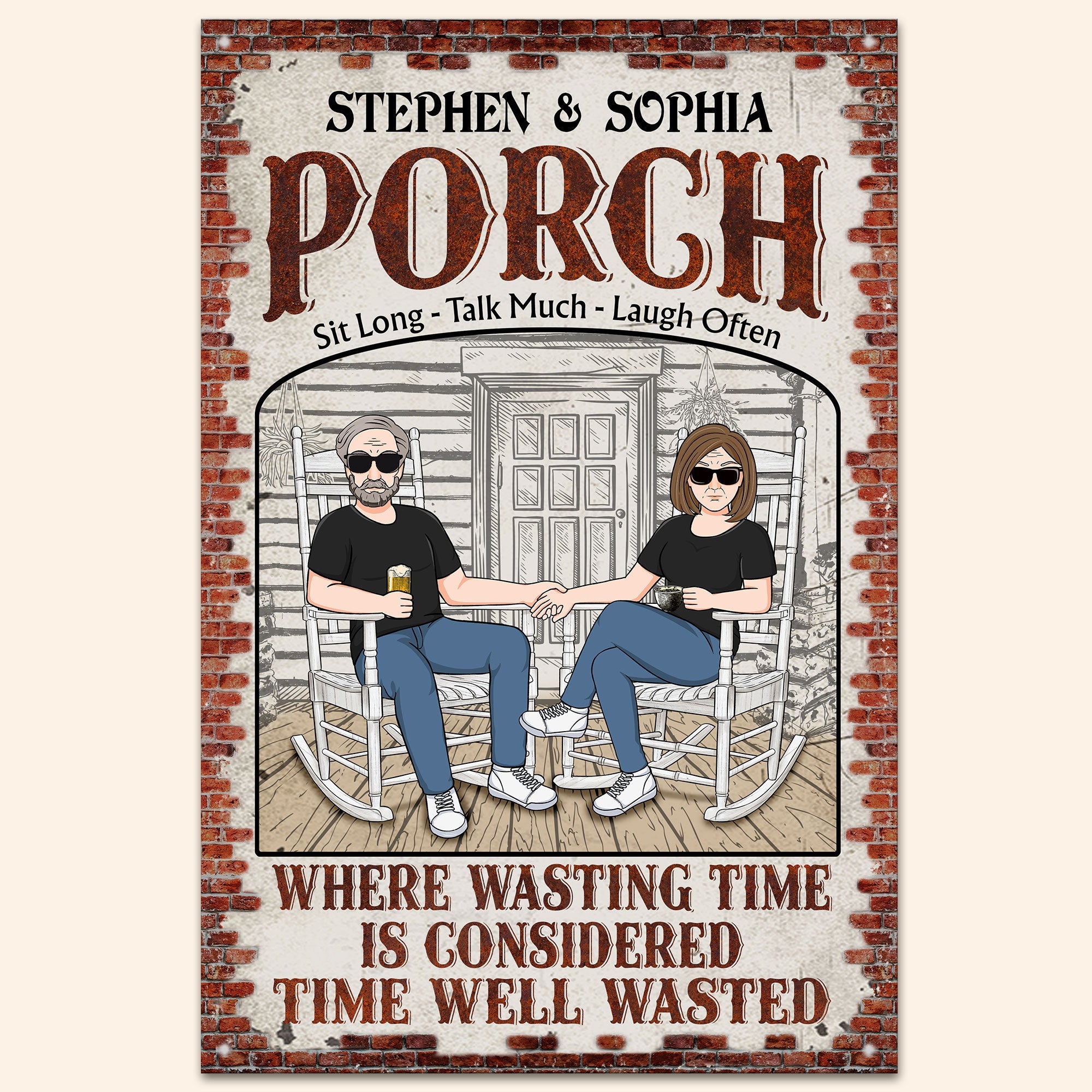 Porch - Sit Long - Talk Much - Laugh Often - Personalized Metal Sign ...