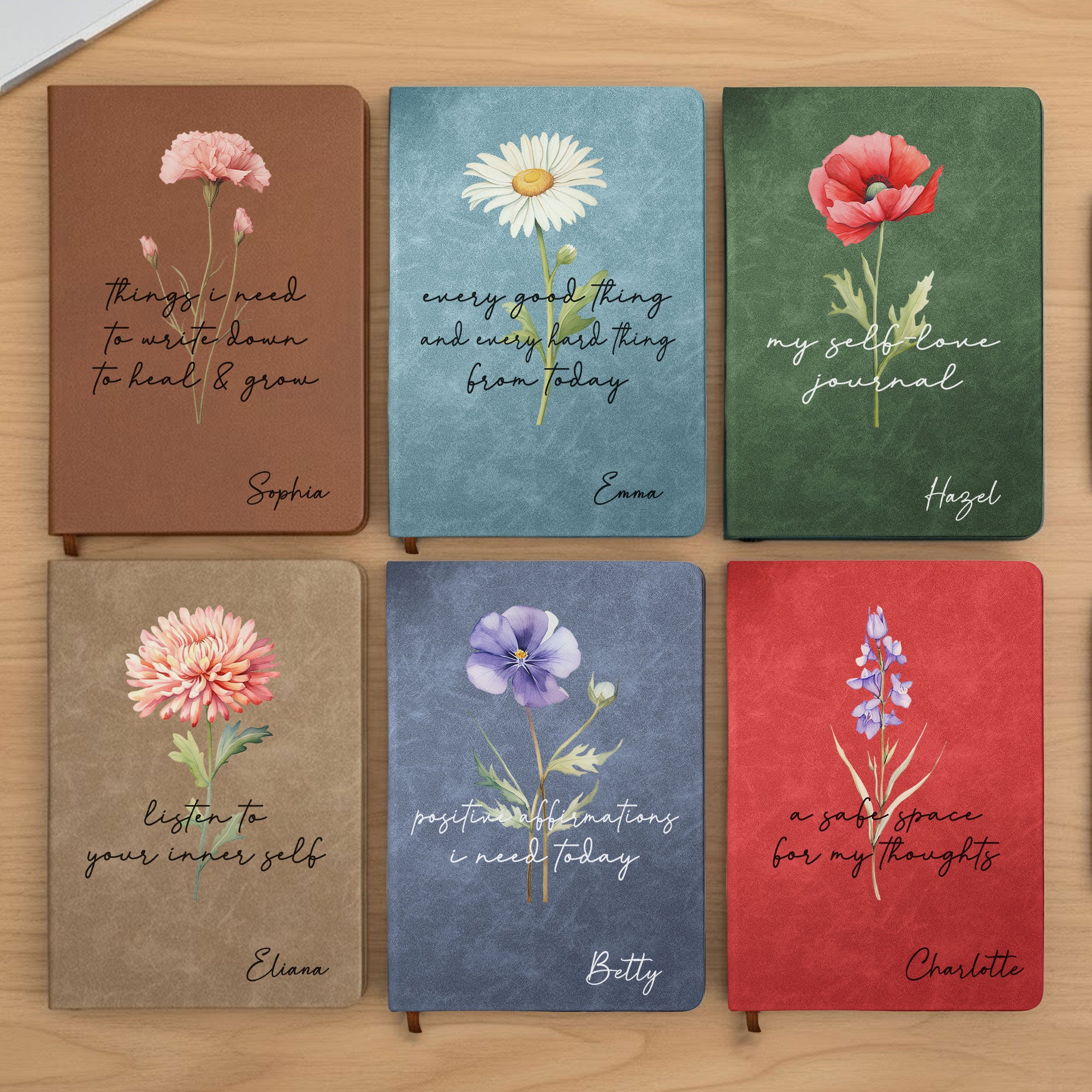 Positive Affirmations Notebook, Self-Love Journal, Silly Mental Health Gifts For Her - Personalized Leather Journal