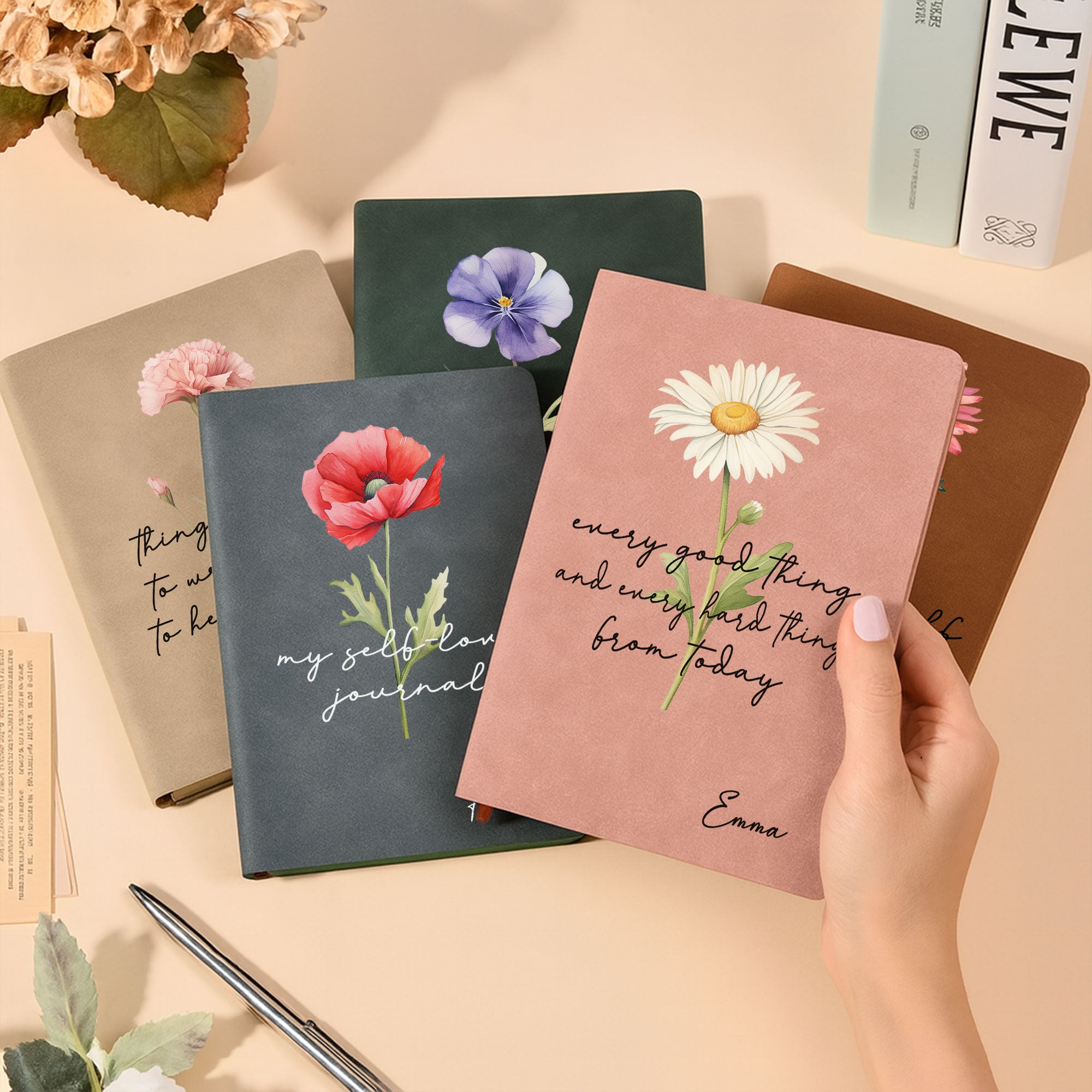 Positive Affirmations Notebook, Self-Love Journal, Silly Mental Health Gifts For Her - Personalized Leather Journal