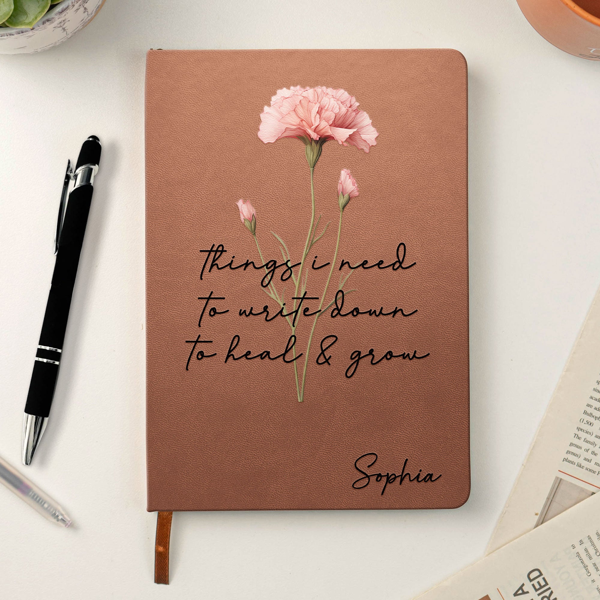 Positive Affirmations Notebook, Self-Love Journal, Silly Mental Health Gifts For Her - Personalized Leather Journal