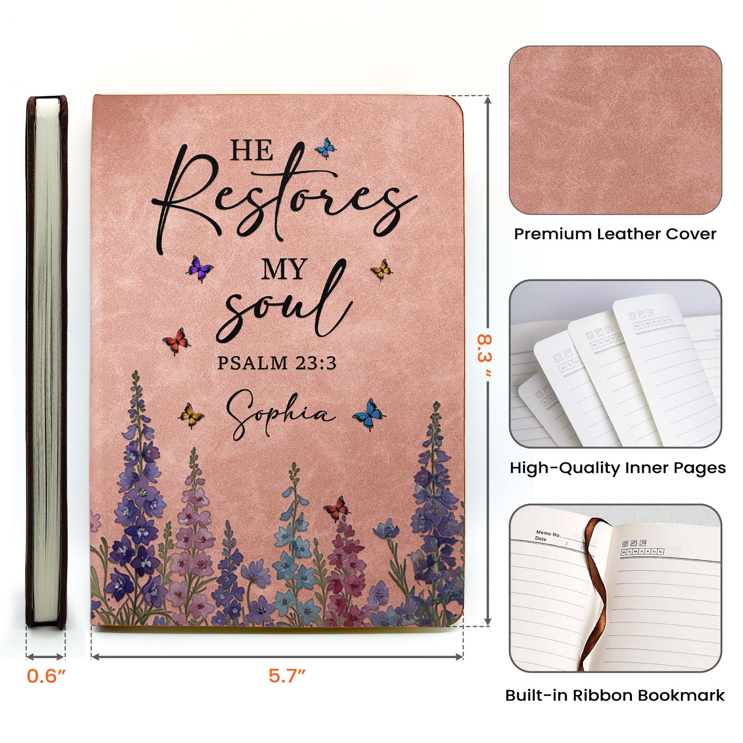 Prayer Journal Christian Gifts For Women, Wife, Daughter, Her - Custom Birth Flower - Personalized Leather Journal