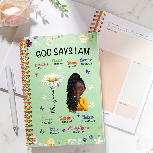 Praying Girl With Birth Flower Christian Gift - Personalized Prayer Journal