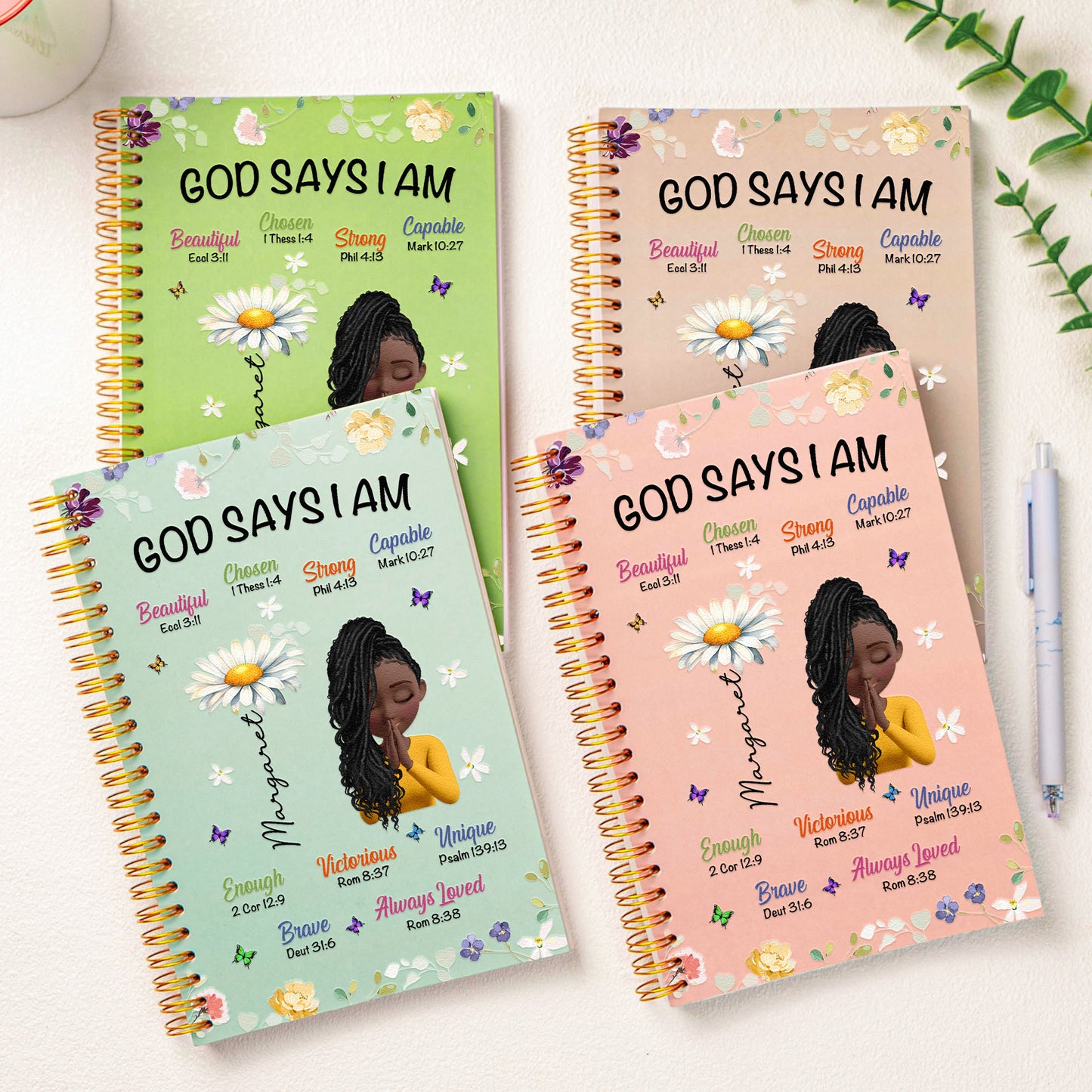 Praying Girl With Birth Flower Christian Gift - Personalized Prayer Journal