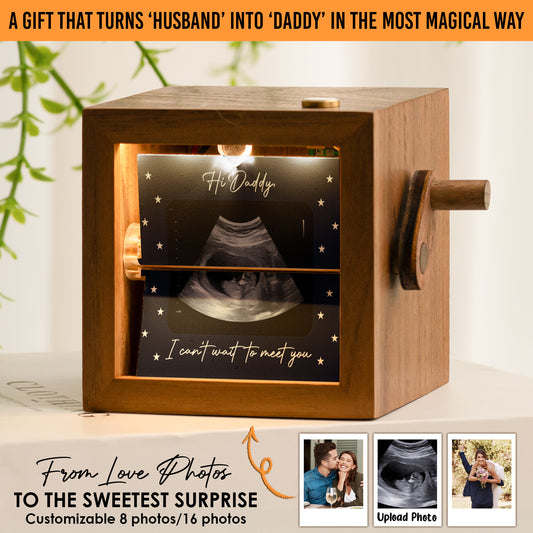 Pregnancy Reveal To Husband Hello Daddy Gift - Custom Photo Flipbook Frame