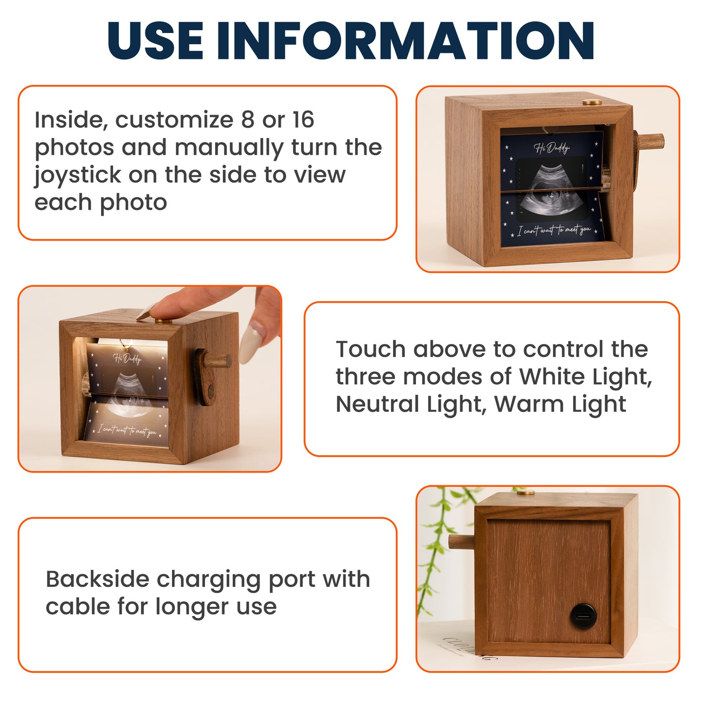 Pregnancy Reveal To Husband Hello Daddy Gift - Custom Photo Flipbook Frame