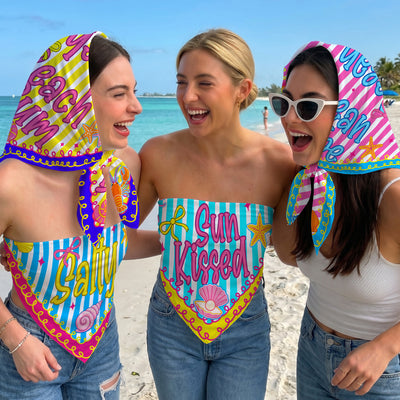 Preppy Neon Summer Retro Beach Life For Besties Trip, Vacation - Personalized Scarf