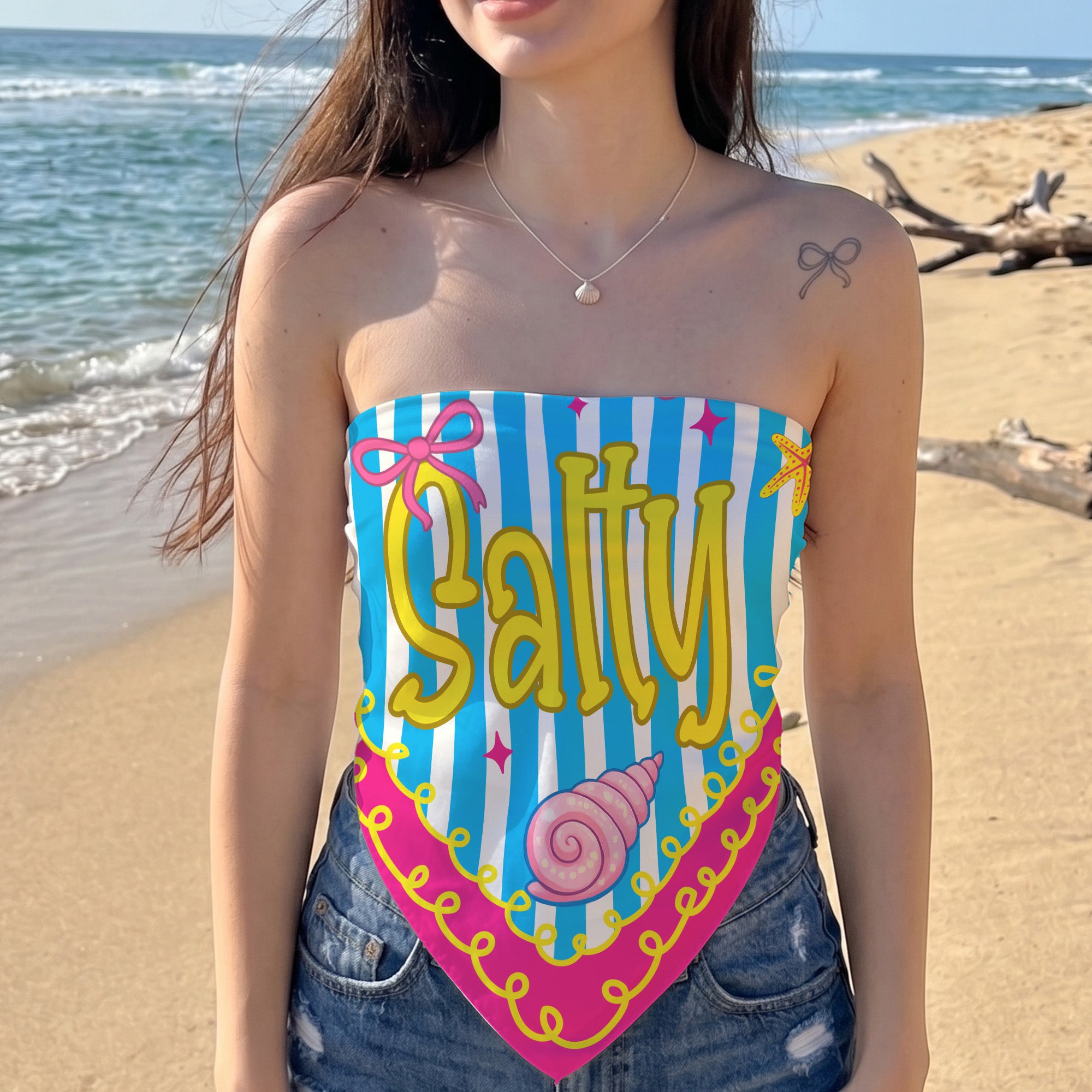 Preppy-Neon-Summer-Retro-Beach-Life-For-Besties-Trip,-Vacation-Personalized-Scarf-2