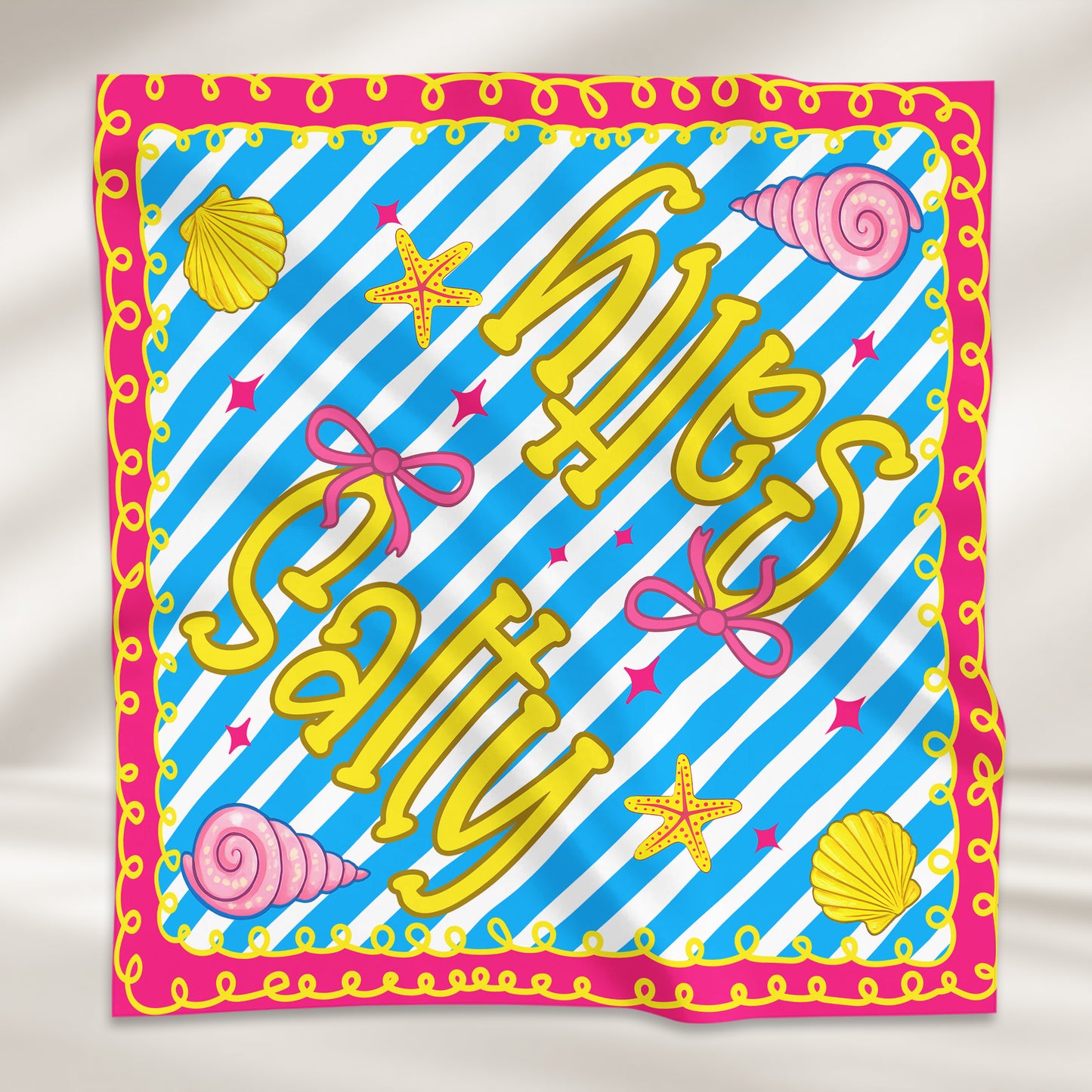 Preppy-Neon-Summer-Retro-Beach-Life-For-Besties-Trip,-Vacation-Personalized-Scarf-5