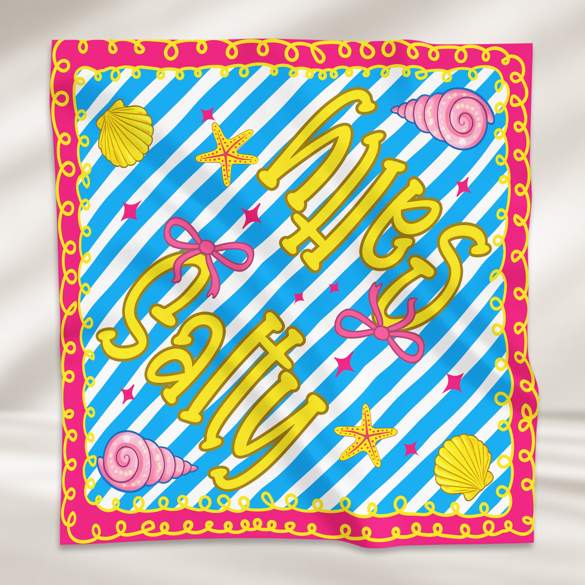 Preppy-Neon-Summer-Retro-Beach-Life-For-Besties-Trip,-Vacation-Personalized-Scarf-5