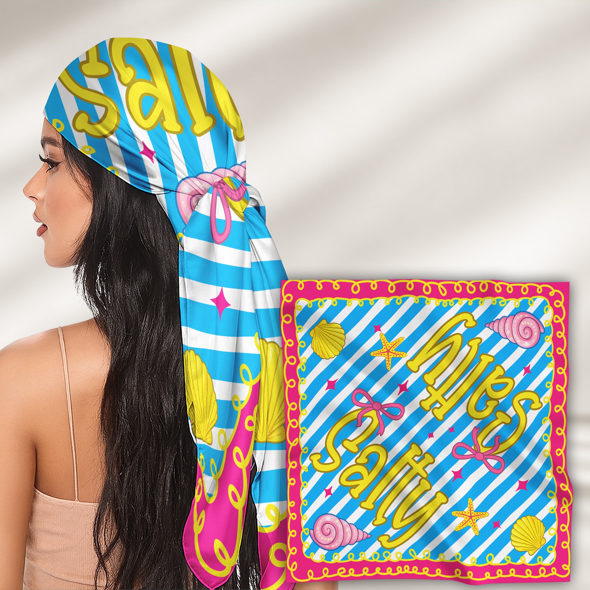 Preppy-Neon-Summer-Retro-Beach-Life-For-Besties-Trip,-Vacation-Personalized-Scarf-6
