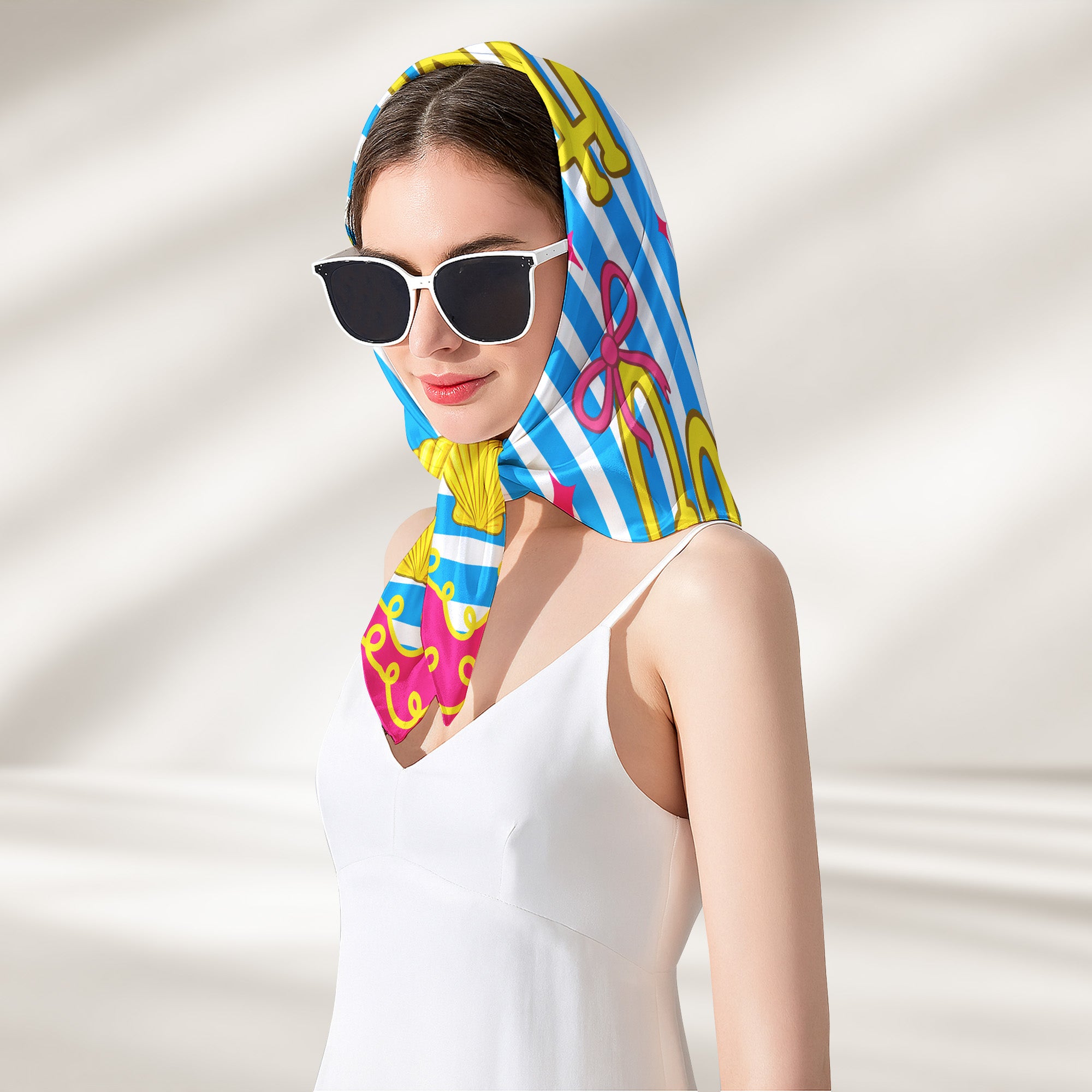Preppy-Neon-Summer-Retro-Beach-Life-For-Besties-Trip,-Vacation-Personalized-Scarf-7
