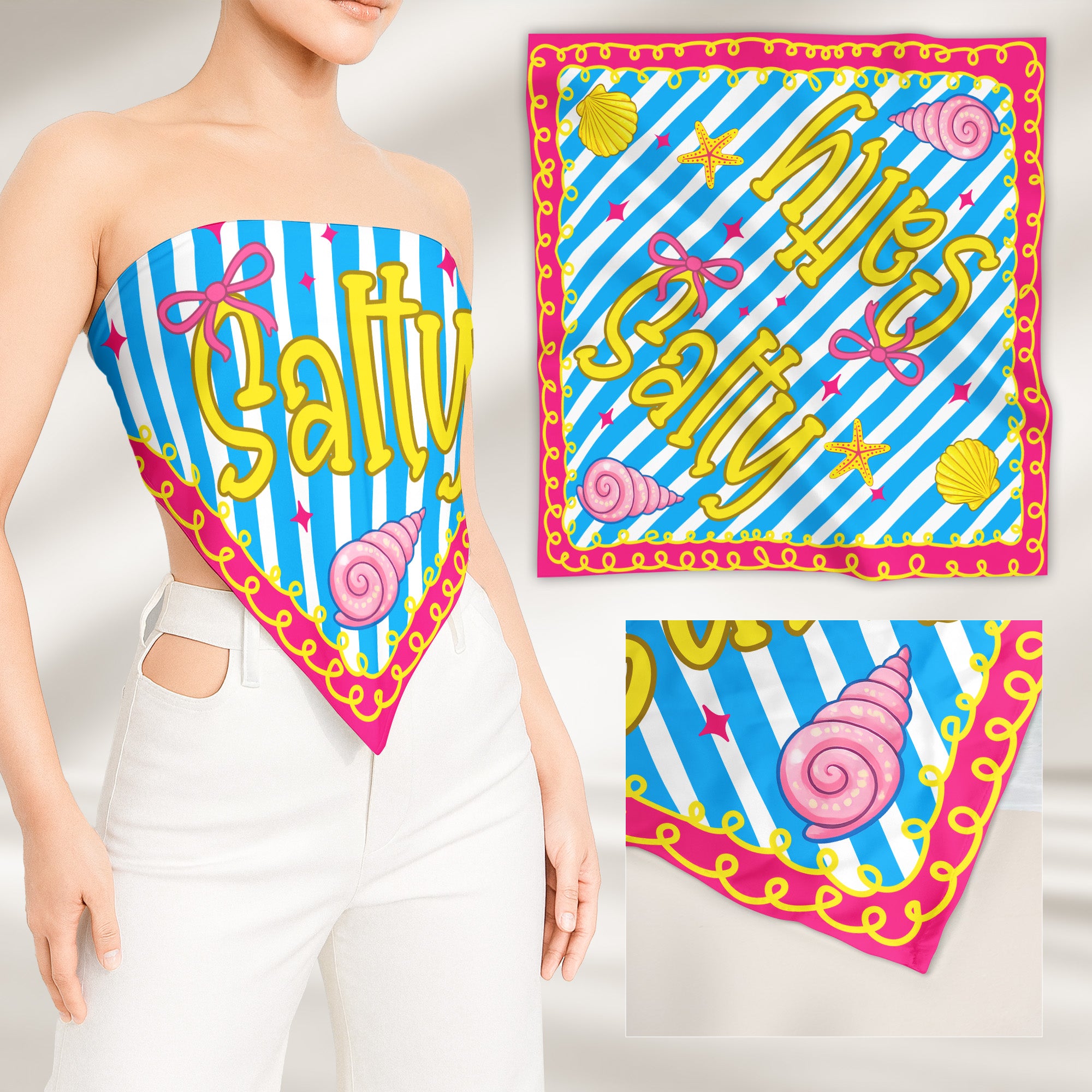 Preppy-Neon-Summer-Retro-Beach-Life-For-Besties-Trip,-Vacation-Personalized-Scarf-8