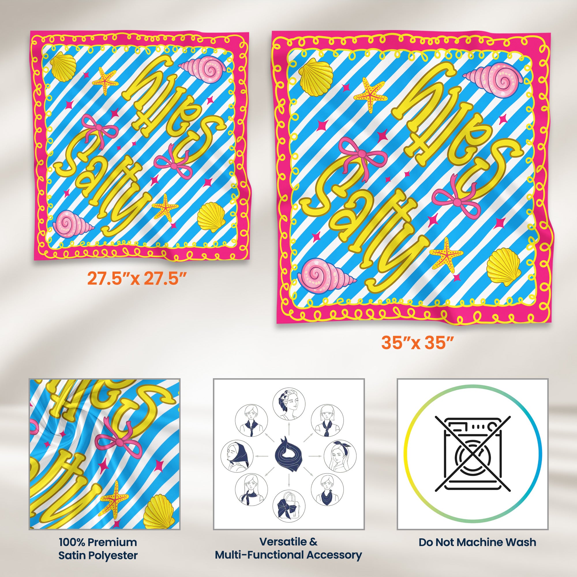 Preppy-Neon-Summer-Retro-Beach-Life-For-Besties-Trip,-Vacation-Personalized-Scarf-9