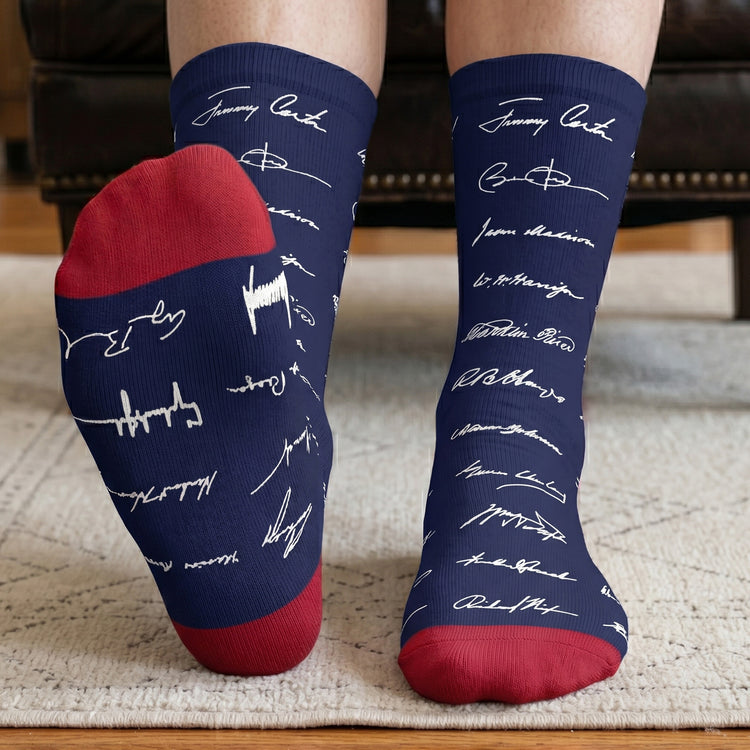 Presidential-Signature-Pattern-Personalized-Socks-2