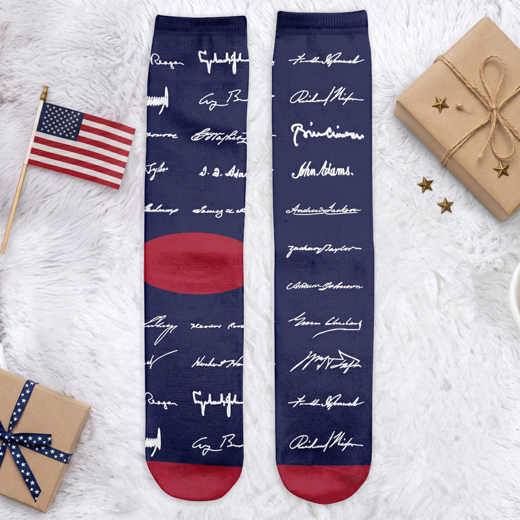 Presidential-Signature-Pattern-Personalized-Socks-5