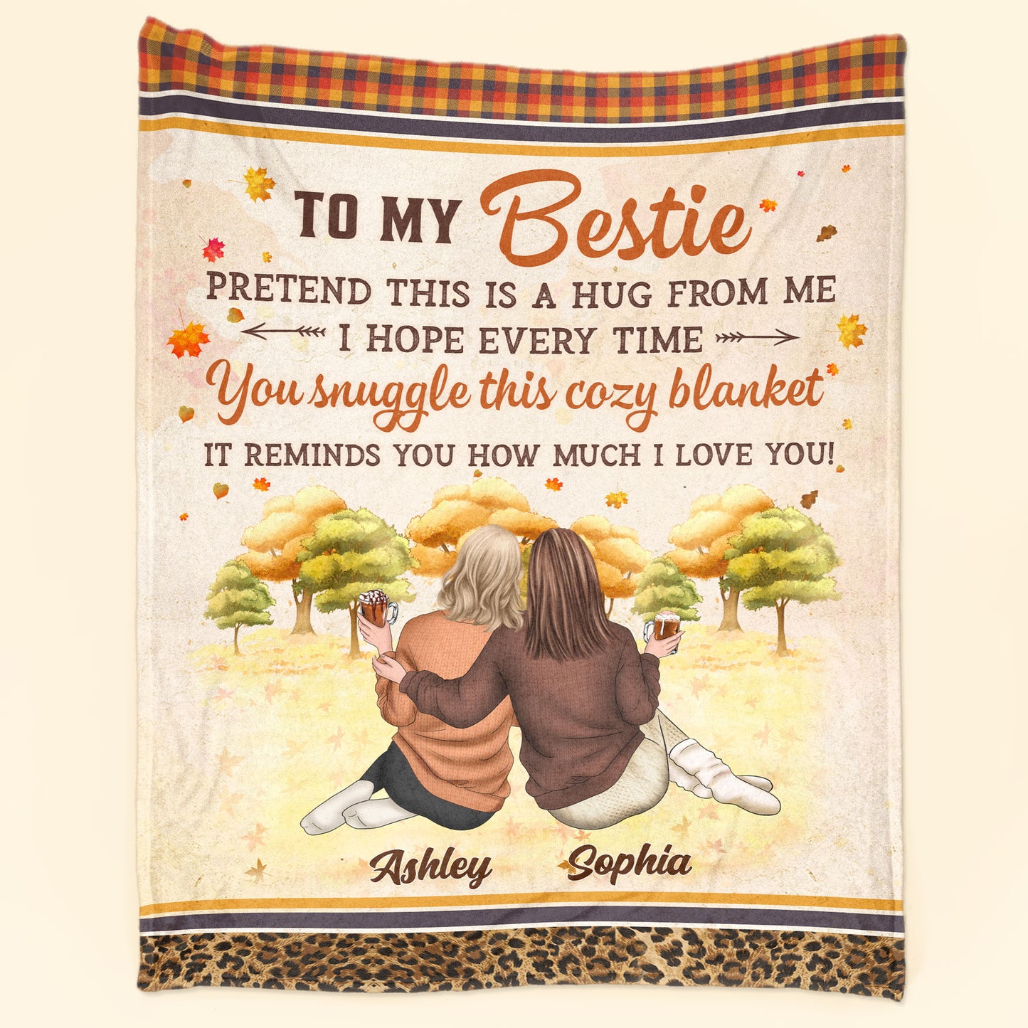 Pretend This Is A Hug From Me - Personalized Blanket - Fall season, Birthday, Autumn Gift For Besties, Best Friends, Soul Sisters