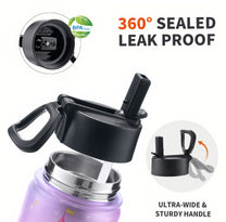 Princess Castle Cartoon Gift For Her - Personalized Kids Water Bottle With Straw Lid