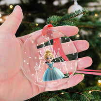 Princess Castle Christmas Night - Personalized Glass Ornament