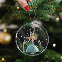Princess Castle Christmas Night - Personalized Glass Ornament
