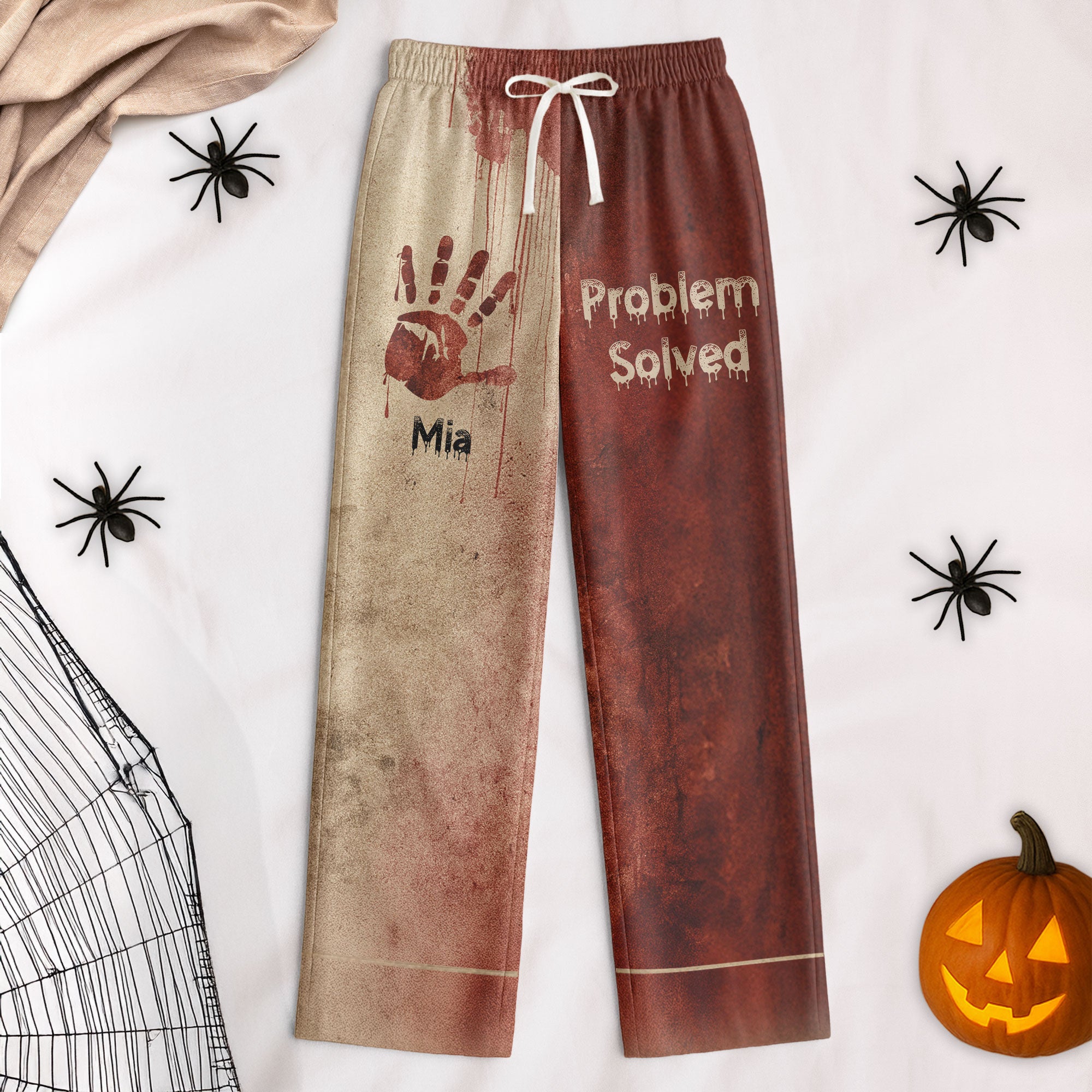 Problem Solved Halloween Horror Funny - Personalized Satin Pajama Set