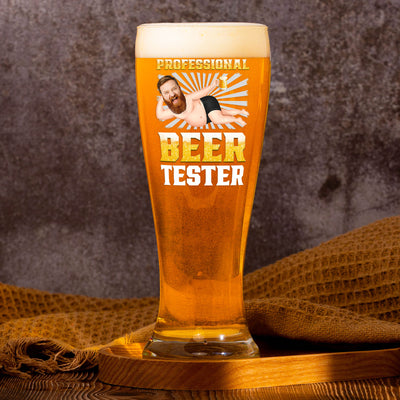Professional Beer Tester - Personalized Photo Pilsner Glass