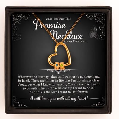 Promise Necklace Couple Gift For Her - Personalized Birthstone Name Necklace With Heart Pendant