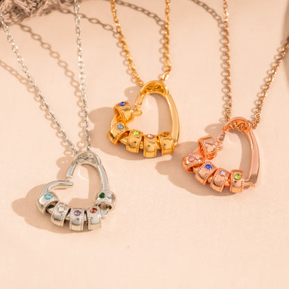Promise Necklace Couple Gift For Her - Personalized Birthstone Name Necklace With Heart Pendant