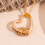 Promise Necklace Couple Gift For Her - Personalized Birthstone Name Necklace With Heart Pendant